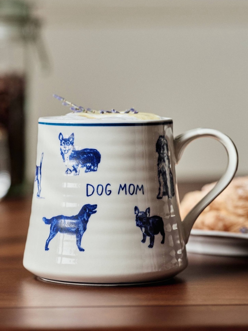 NWT Anthropologie Dog Mom Ceramic Mug in Blue and White - Picture 3 of 3